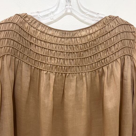 LAFAYETTE 148 NEW YORK Paley Smocked Blouse in Honey/Gold Smock Size Sma… - Picture 4 of 8